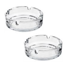 Image of Glass Ashtray Round & Square Stackable Cigarette Smoke Tray Home Pub Bar Garden