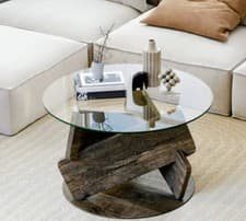 Image of Round Coffee Table with Clear Glass