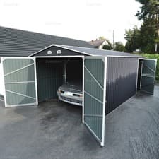 Image of Apex Metal Garage with Hinged Double Doors, Grey, 10ft x 20ft (3.0x6.0m)