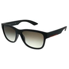 Image of Prada Lifestyle PS 03QS DG00A7 Black Rubber Plastic Rectangle Sunglasses Grey...