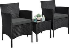 Image of 3-Piece Rattan Garden Set, Outdoor Patio Conversation Furniture, Woven Chairs &