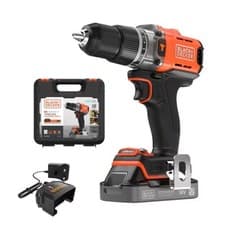 Image of BLACK+DECKER 18V POWERCONNECT Cordless Hammer Drill Kitbox BCD383D1XKQ-GB