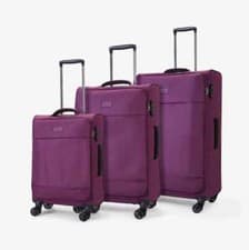 Image of ROCK Paris Soft Suitcases set of 3 pcs in 8 Wheels Trolley  TR-0264-PUR Set 3 pc