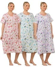 Image of Nightdress Nightie Womens Ladies Short Sleeve Button Floral Pattern