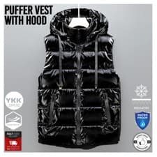 Image of Men Gilet Bodywarmer Puffer Vest Sleeveless Quilted Hooded Padded Winter Jacket