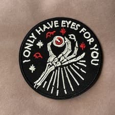 Image of Gothic Skeleton Eyeball Patch I Only Have Eyes For You Embroidered 7.5cm