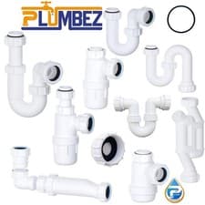 Image of PlumbEZ 32mm Basin Waste Traps & Fittings – Bottle Trap, P Trap, S Trap, Extras