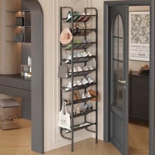 Image of Ornestia Narrow Shoe Rack Over the Door,9 Tier Storage W45.5cm, Black 