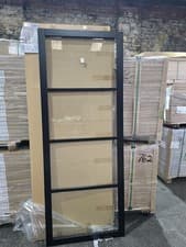 Image of 4 Panel Black Glazed Slimline Internal Doors