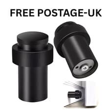 Image of Door Stoppers, Floor Mounted Door Black Heavy Duty Doorstop Stainless Steel UK .