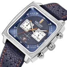 Image of Gents Monaco Chronograph Calibre 12 Mens Luxury Quartz Leather Strap Watch New