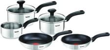 Image of Tefal Comfort Max 5-Piece Stainless Steel Pots & Pan Set: Durable Cookware