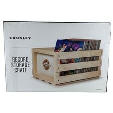 Image of Crosley Record Storage Crate Natural Wood Vinyl LP Album Holder AC1004A-NA NEW