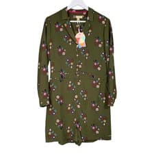 Image of Ted Baker Floral Playsuit Size 3 UK12 Green Button Front Shirt Pockets Ditsy NWT