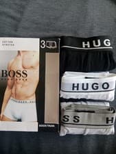Image of Hugo Boss Men's Boxer Underwear  Pack of 3 White/Black/Grey, Size M