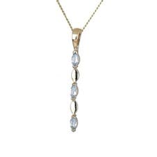 Image of 9ct Gold Necklace Natural Blue Topaz Treated Marquise Boxed Gift
