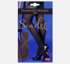 Image of New Ladies 1 Pair 70 Denier Geo Diamond Opaque Black Tights Scarlet By Silky