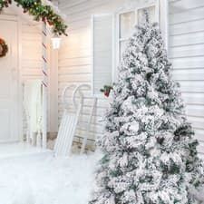 Image of 5FT 6FT 7FT Christmas Tree Xmas Pine Tree w/ Pine Cones & Berries, w/ LED Lights