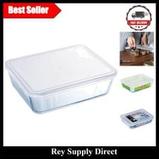 Image of Compact 0.8L Rectangular Meal Prep Dish with Plastic Lid - Easy-Clean Design