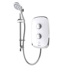 Image of Aqualisa e-Motion 8.5kW Electric Shower - Arctic White, Chrome Trim, 3-Spray