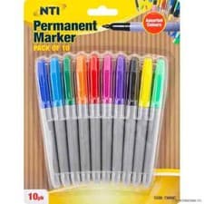 Image of 10 x Permanent Marker Pens Coloured Colouring Fine Thin Nib Point Tip Craft