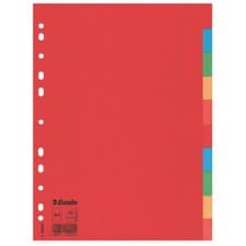 Image of Esselte 100201 Multicoloured Cardboard Divider A4 10 Part 160gsm 100% Recycled