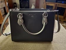 Image of Michael Kors Marilyn Medium Color-Block Saffiano Leather Satchel