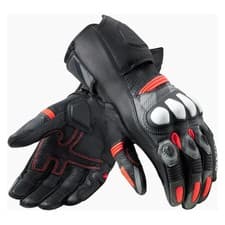 Image of Revit League 2 Motorcycle Motorbike Riding Leather Gloves Black / Neon Red