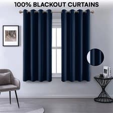 Image of Short Window Blackout Curtains Eyelet Ring Top Decorative Heavy Bedroom Curtain