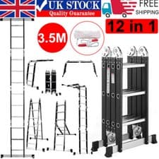 Image of 3.5M 12 IN 1 Heavy Duty Aluminium Combination Step Ladder Foldable Multi-Purpose