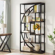 Image of Industrial 5-Tier Bookshelf, 70.8 inch Tall Bookcase with 8 Open Storage Shelf