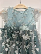 Image of Brand New Monsoon Girl Occasional Wear Blue Butterfly Dress - 12-18 Age Months