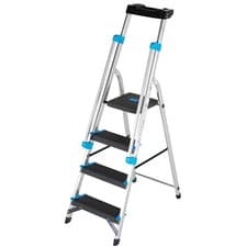 Image of 0.8m XL Platform Step Ladders 4 Tread Anti Slip Steps & Tool Tray Aluminium