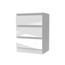 Image of High Gloss White Chest of Drawers 3 Drawer Bedroom Furniture Cabinet