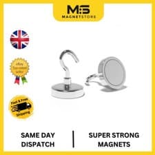 Image of 32mm Diameter Neodymium Hook Holding Magnets Super Strong Powerful Pull 34KG