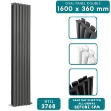 Image of Vertical Designer Radiator Oval Column Tall Upright Central Heating Radiators UK