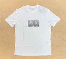 Image of Armani Exchange Jeans XM00055 T-shirt Off White Maxi Logo Regular Fit Palm Tree