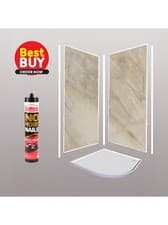 Image of Pergamon Marble 1m x 2400mm x 10mm Shower Wall Panel Kit, Easy To Install Kits