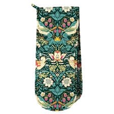 Image of 100% Cotton William Morris Strawberry Thief Design Double Oven Glove Dark Green