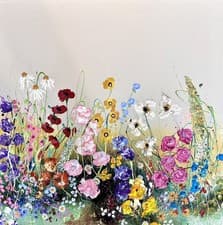 Image of LARGE ORIGINAL ABSTRACT ACRYLIC TEXTURED FLORAL PAINTING On 80 x 80cm Canvas.