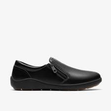 Image of Clarks Womens Bryianne Ashly Black Leather Slip Ons Leather Casual