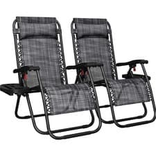 Image of 2 x Zero Gravity Chair Outdoor Folding Reclining Sun Lounger Adjustable Portable