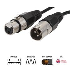 Image of XLR Cable Male To Female Microphone Speaker Lead 0.5m 1m 2m 3m 5m 10m 20m 30m