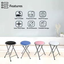 Image of Folding Breakfast Bar Stool Chair Padded Seat Lightweight Foldable Space Saving
