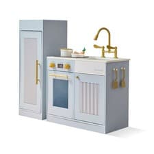 Image of Teamson Kids Wooden Play Kitchen Set with Separate Fridge, Sink & 12 Accessories