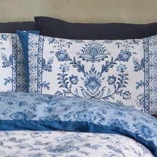 Image of Catherine Lansfield Zoukara Floral Reversible Bedding Set - Blue