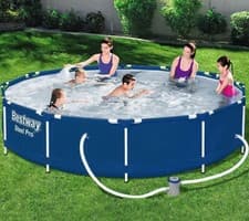 Image of BESTWAY 12ft FAMILY STEEL PRO FRAME SWIMMING POOL SET SUMMER GARDEN FUN + PUMP