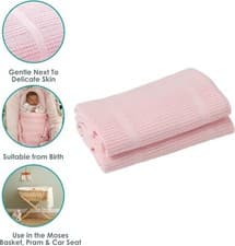 Image of Clair de Lune Soft Cotton Cellular Baby Pram Blanket 90 x 70 cm (Pink)
