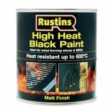 Image of Rustins High Heat Black Paint BBQ 600 Degrees MATT 250ML 400ML 500ML