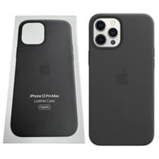 Image of Apple Leather iPhone 12 Pro Max Case Black MagSafe Cover Genuine New MHKM3ZM/A